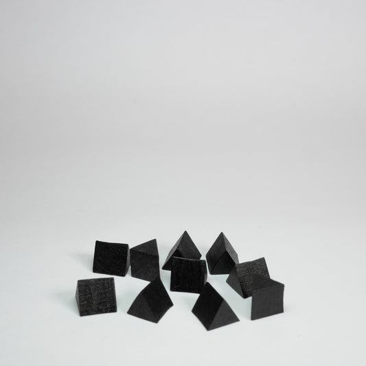 Black Wooden Triangle Prism 10mm Game Pieces 10 Pack
