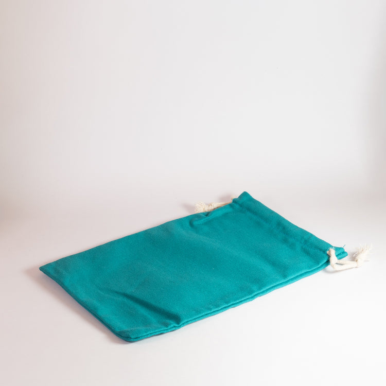 Teal Linen 17x13cm Drawstring Bag