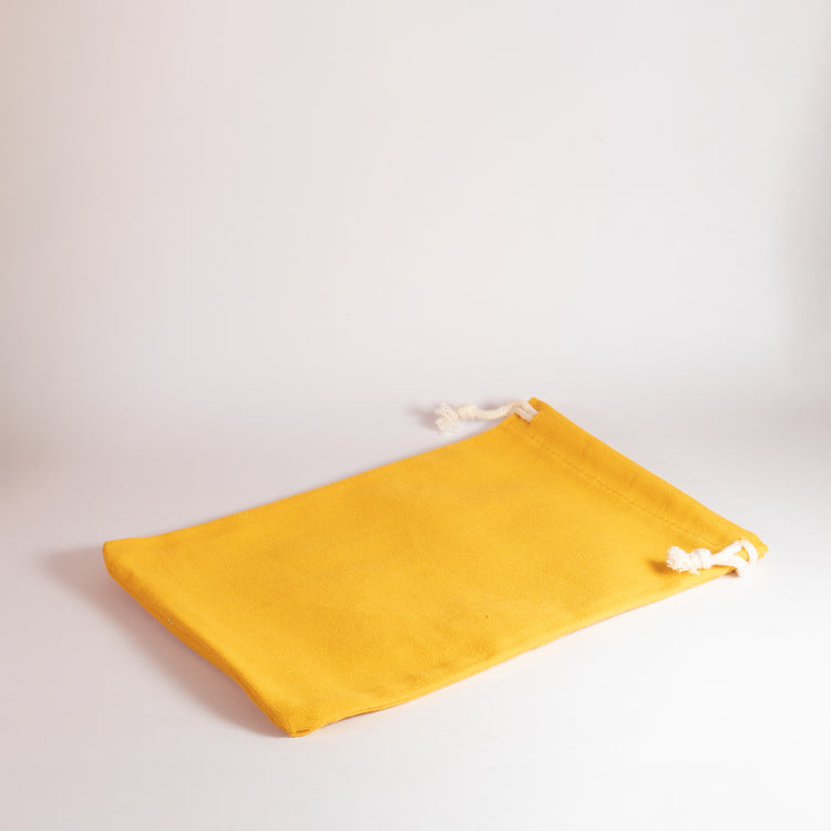 Yellow Linen 17x13cm Drawstring Bag