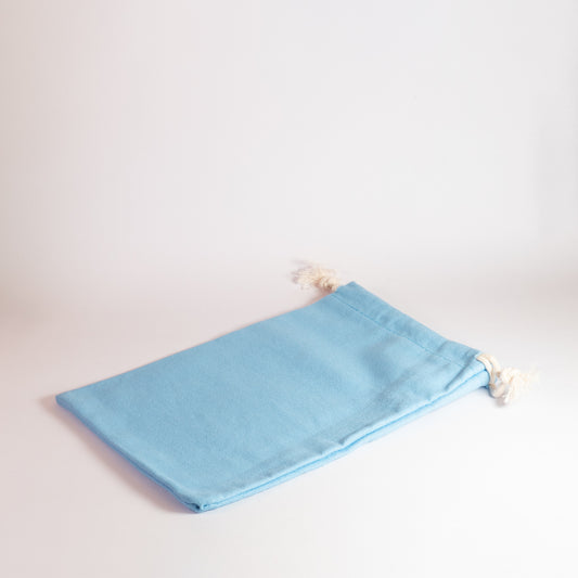 Blue Linen 17x13cm Drawstring Bag