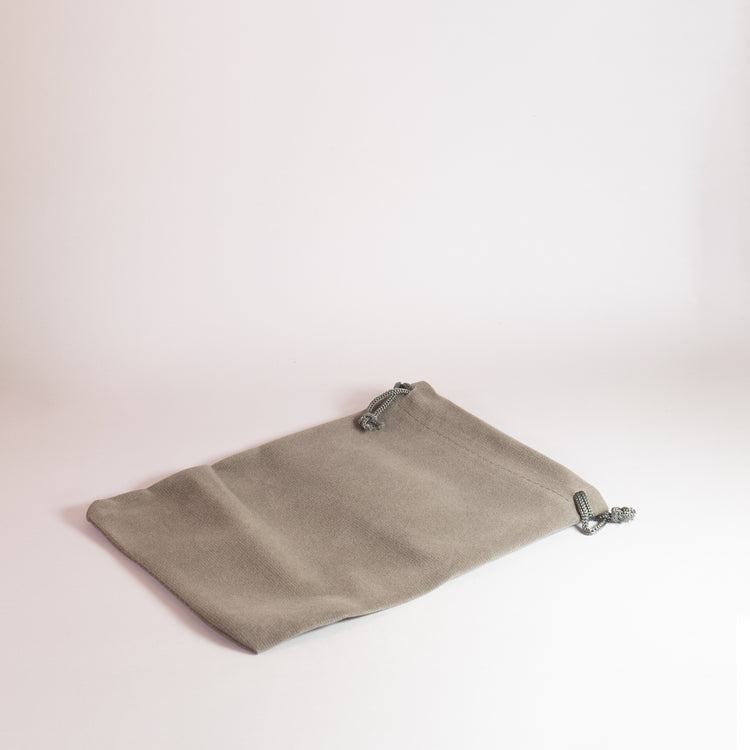 Grey Velvet 15x12cm Drawstring Bag