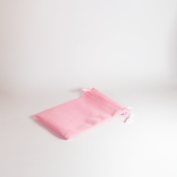 Pink Velvet 12x9cm Drawstring Bag