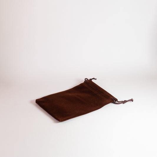 Brown Velvet 12x9cm Drawstring Bag