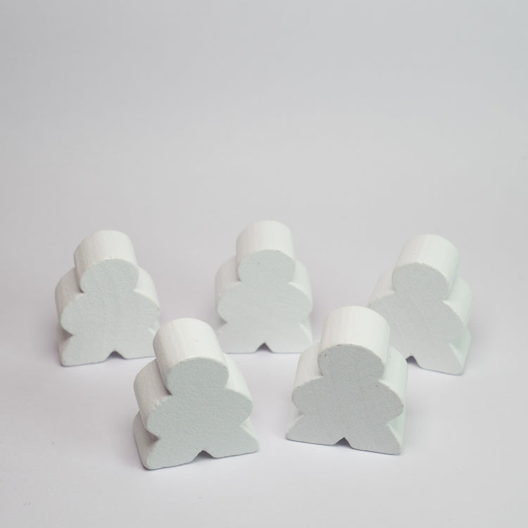 White Wooden Meeple 23mm 5 pack