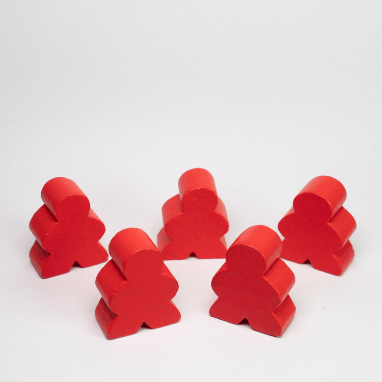 Red Wooden Meeple 23mm 5 pack