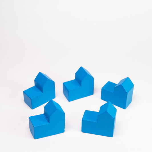 Blue Wooden City Building Pack of 5