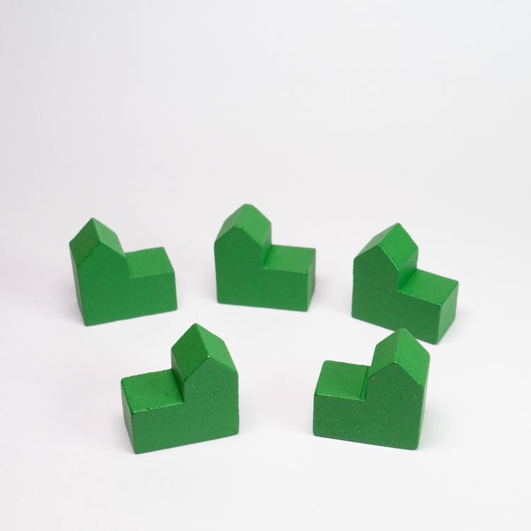 Green Wooden City Building Pack of 5