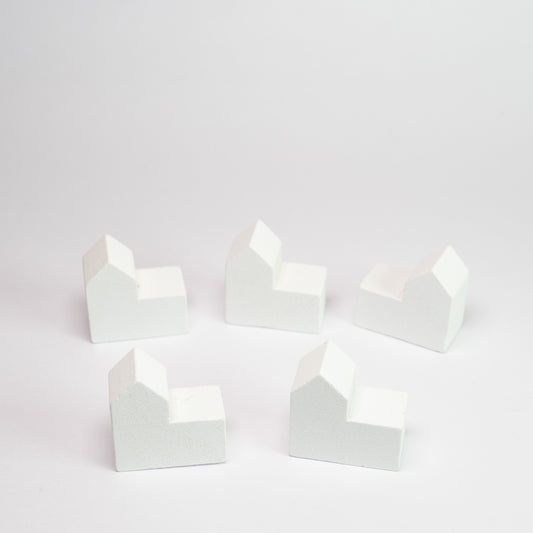 White Wooden City Building Pack of 5