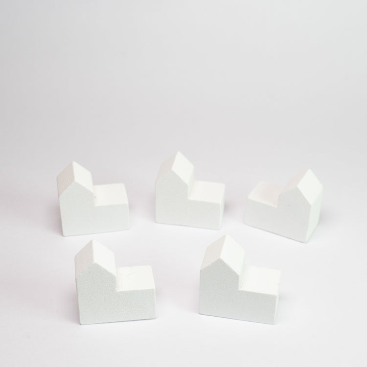 White Wooden City Building Pack of 5