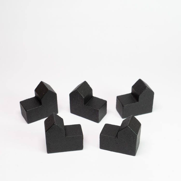 Black Wooden City Building Pack of 5