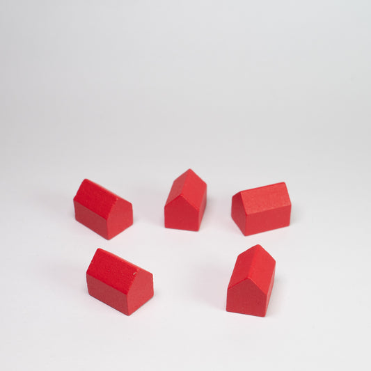 Red Wooden Settlement House Pack of 5