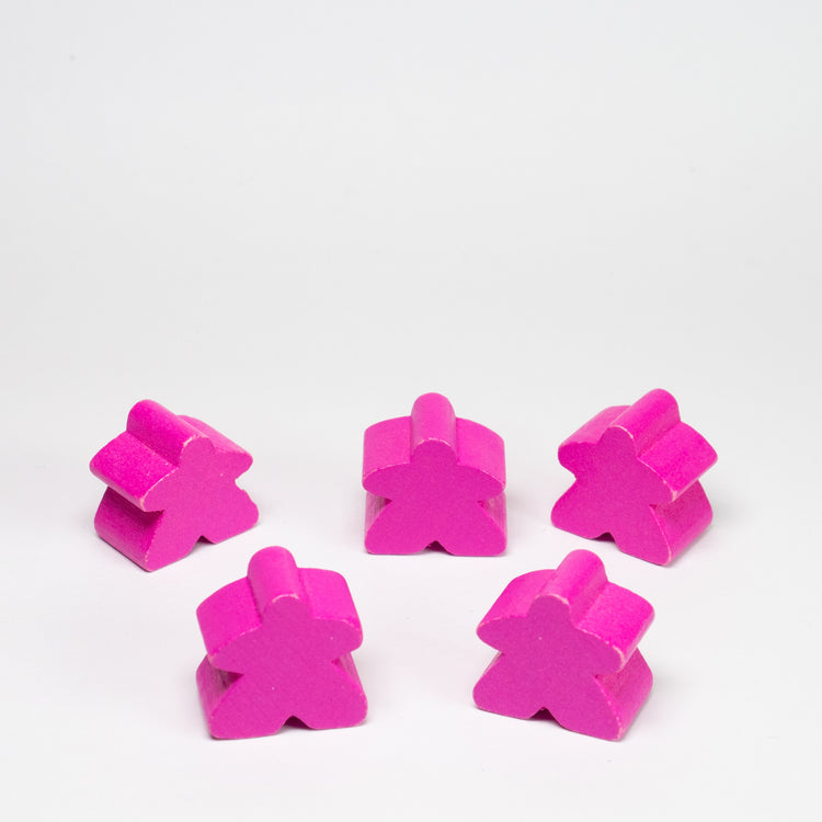 Pink Wooden 15mm Meeple Pack of 5