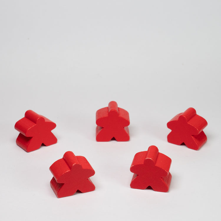 Red Wooden 15mm Meeple Pack of 5