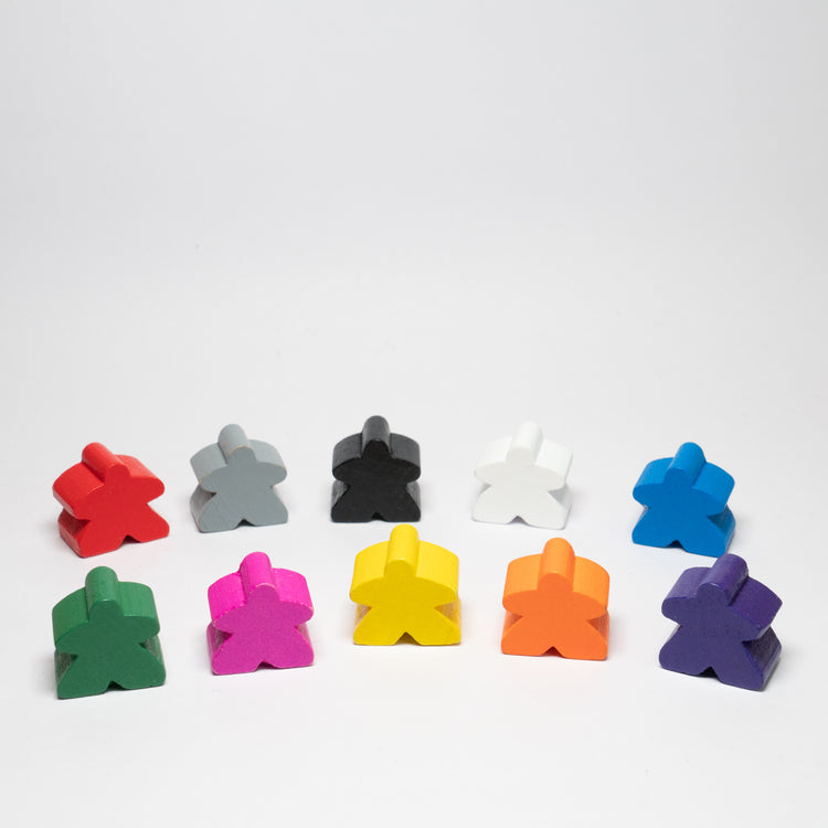 Assorted Colour Wooden 15mm Meeple Pack of 10