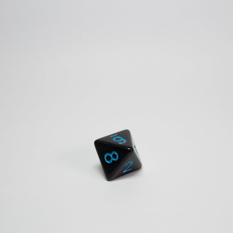 Black and Blue Acrylic D8 Dice