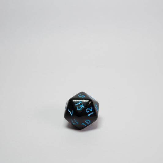 Black and Blue Acrylic D20 Dice