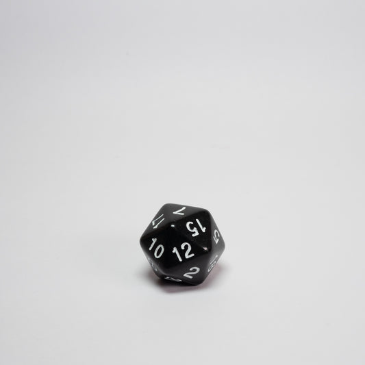 Black and White Acrylic D20 Dice
