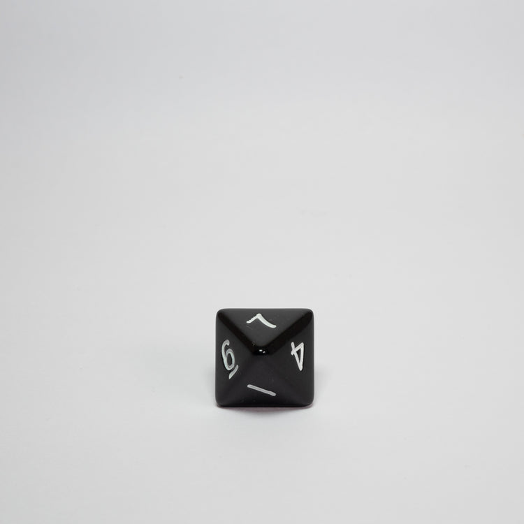 Black and White Acrylic D8 Dice