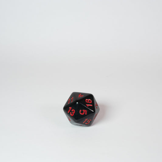 Black and Red Acrylic D20 Dice