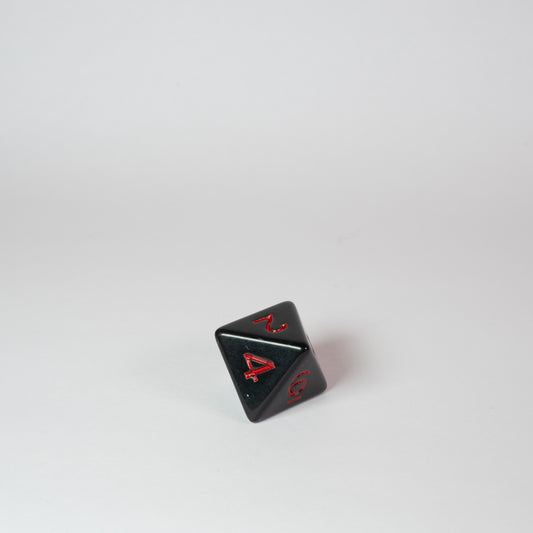 Black and Red Acrylic D8 Dice