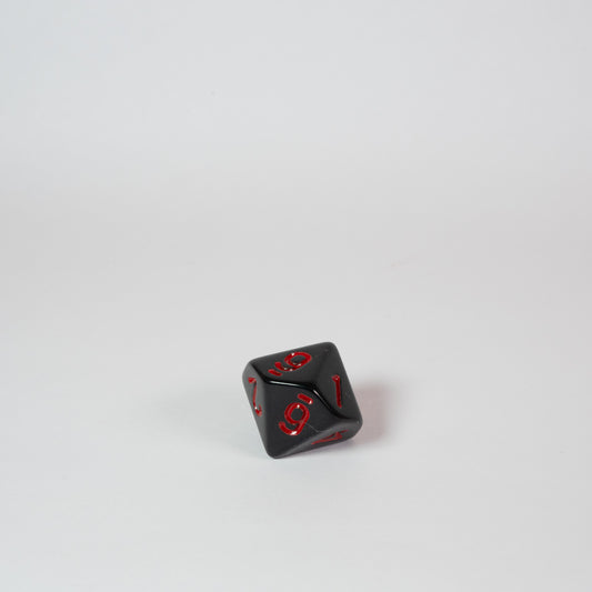 Black and Red Acrylic D10 Dice