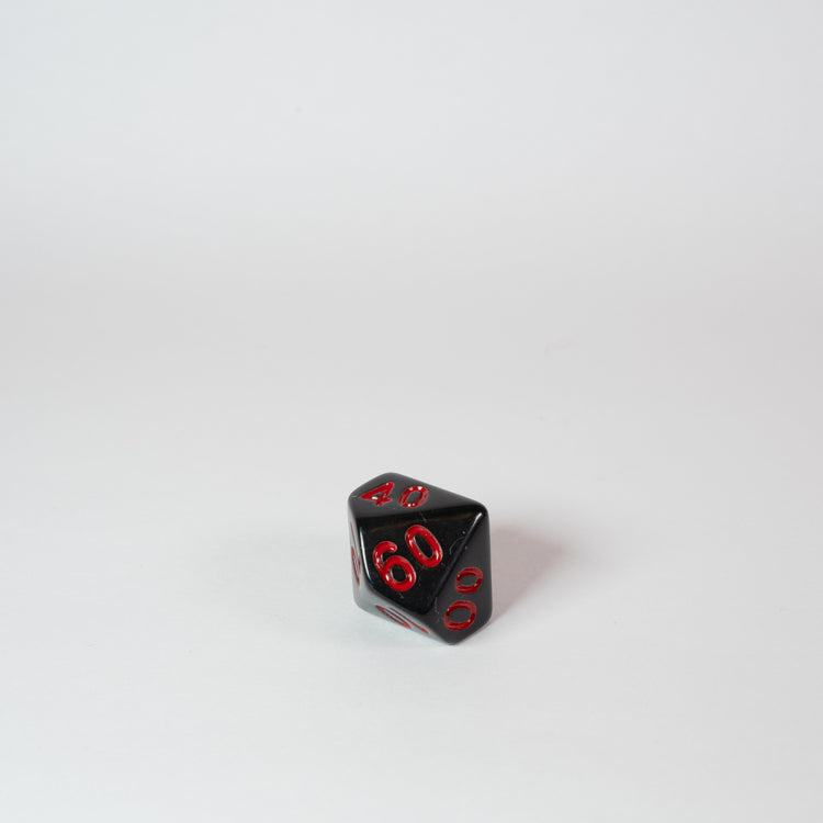 Black and Red Acrylic D% Dice