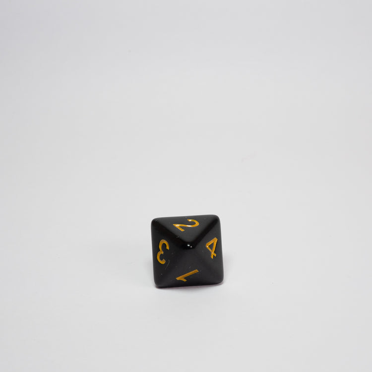 Black and Yellow Acrylic D8 Dice
