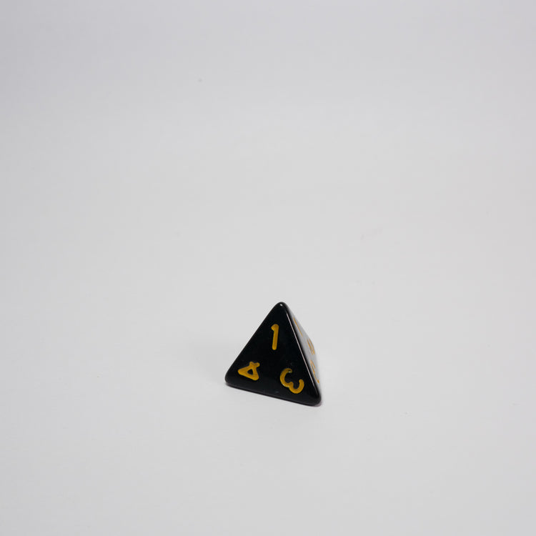 Black and Yellow Acrylic D4 Dice
