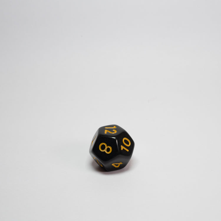 Black and Yellow Acrylic D12 Dice