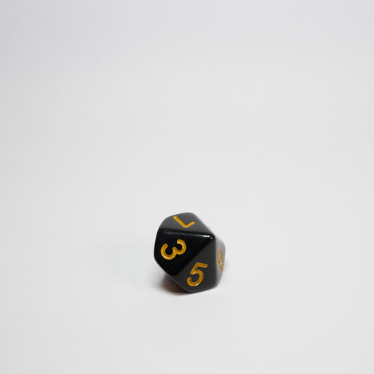 Black and Yellow Acrylic D10 Dice