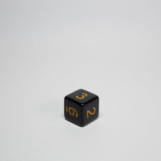 Black and Yellow Acrylic D6 Dice