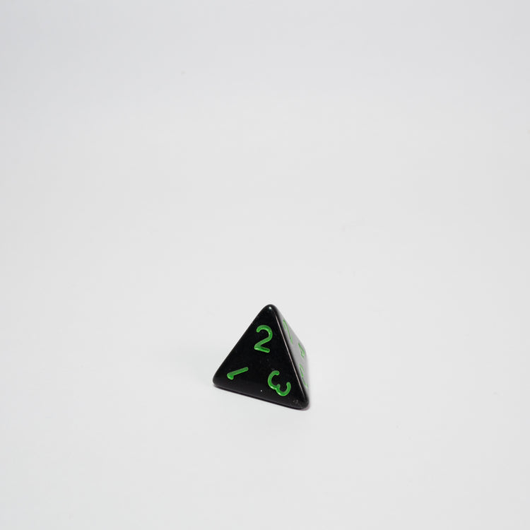 Black and Green Acrylic D4 Dice