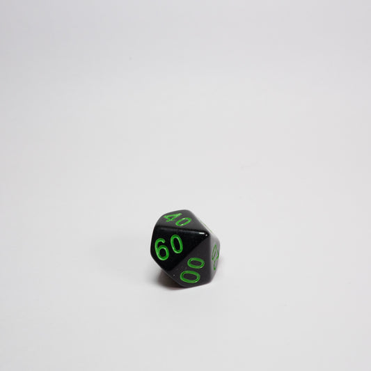 Black and Green Acrylic D% Dice