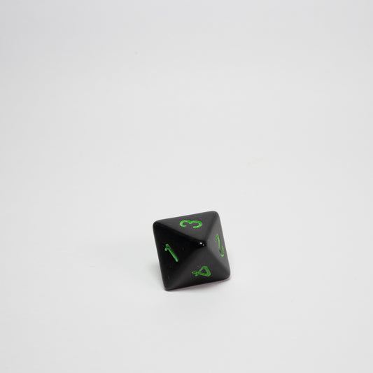 Black and Green Acrylic D8 Dice