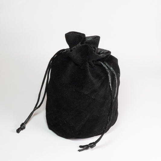 Black Round Bottom Satin and Velvet Bag