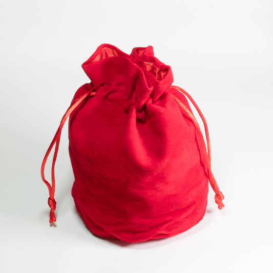 Red Round Bottom Satin and Velvet Bag