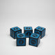 Blue Acrylic D6 Steampunk Dice 16mm Pack of 5