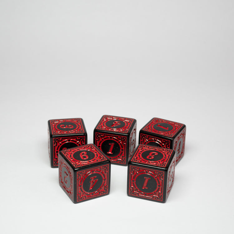 Red Acrylic D6 Steampunk Dice 16mm Pack of 5