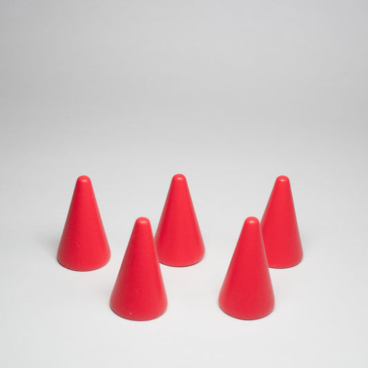 Red Wooden Conical Pieces Pack of 5