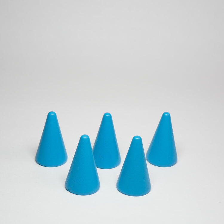 Blue Wooden Conical Pieces Pack of 5