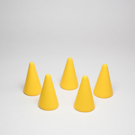 Yellow Wooden Conical Pieces Pack of 5