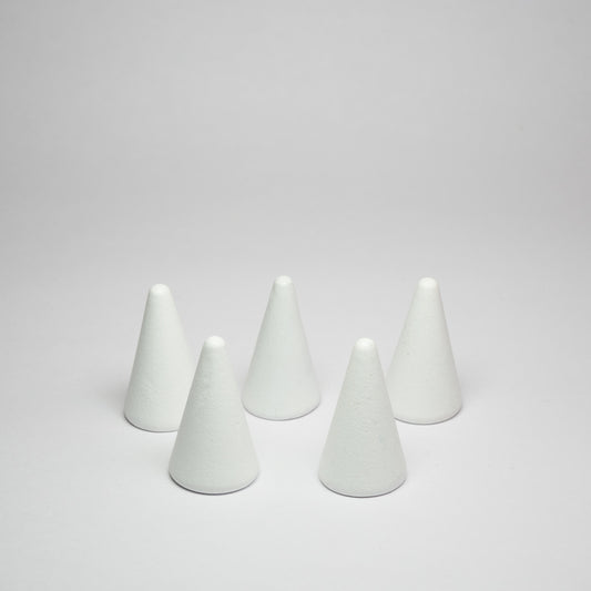 White Wooden Conical Pieces Pack of 5