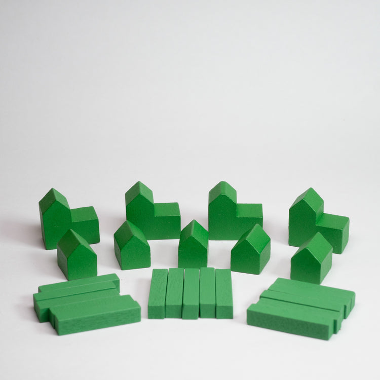 Green Wooden Catan Parts Set