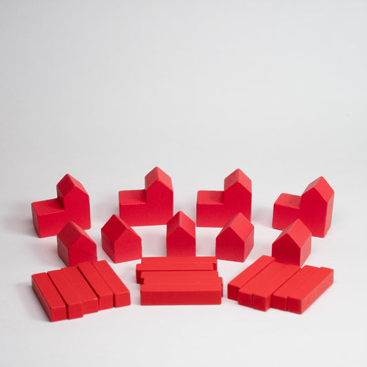 Red Wooden Catan Parts Set