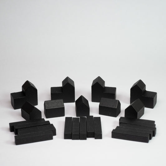 Black Wooden Catan Parts Set