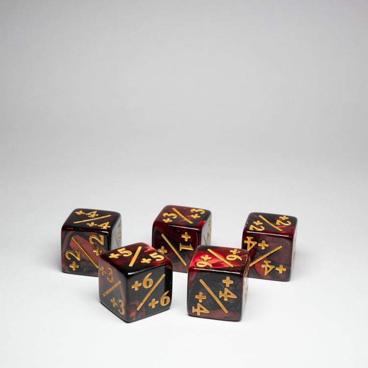 Red Positive Dice Counters 16mm Pack of 5