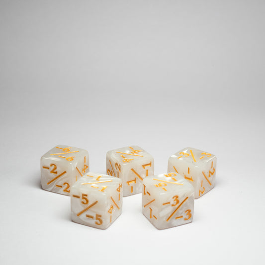Pearl Negative Dice Counters 16mm Pack of 5