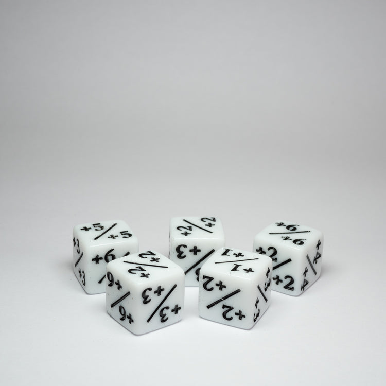 White Positive Dice Counters 16mm Pack of 5