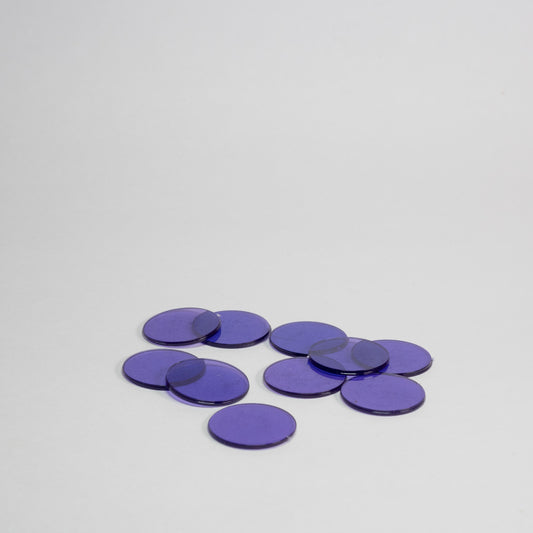 Purple Clear Plastic Discs 15mm Pack of 10