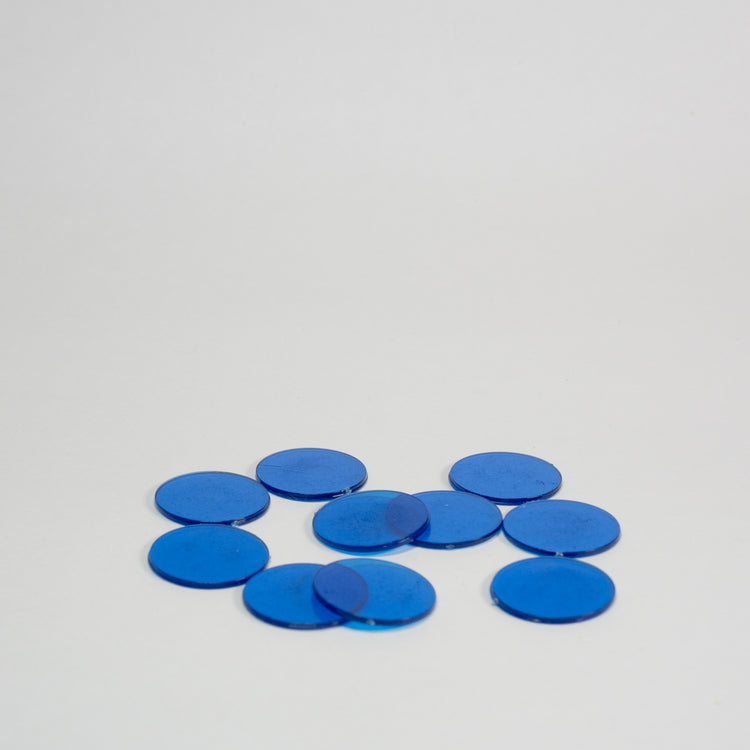 Blue Clear Plastic Discs 15mm Pack of 10